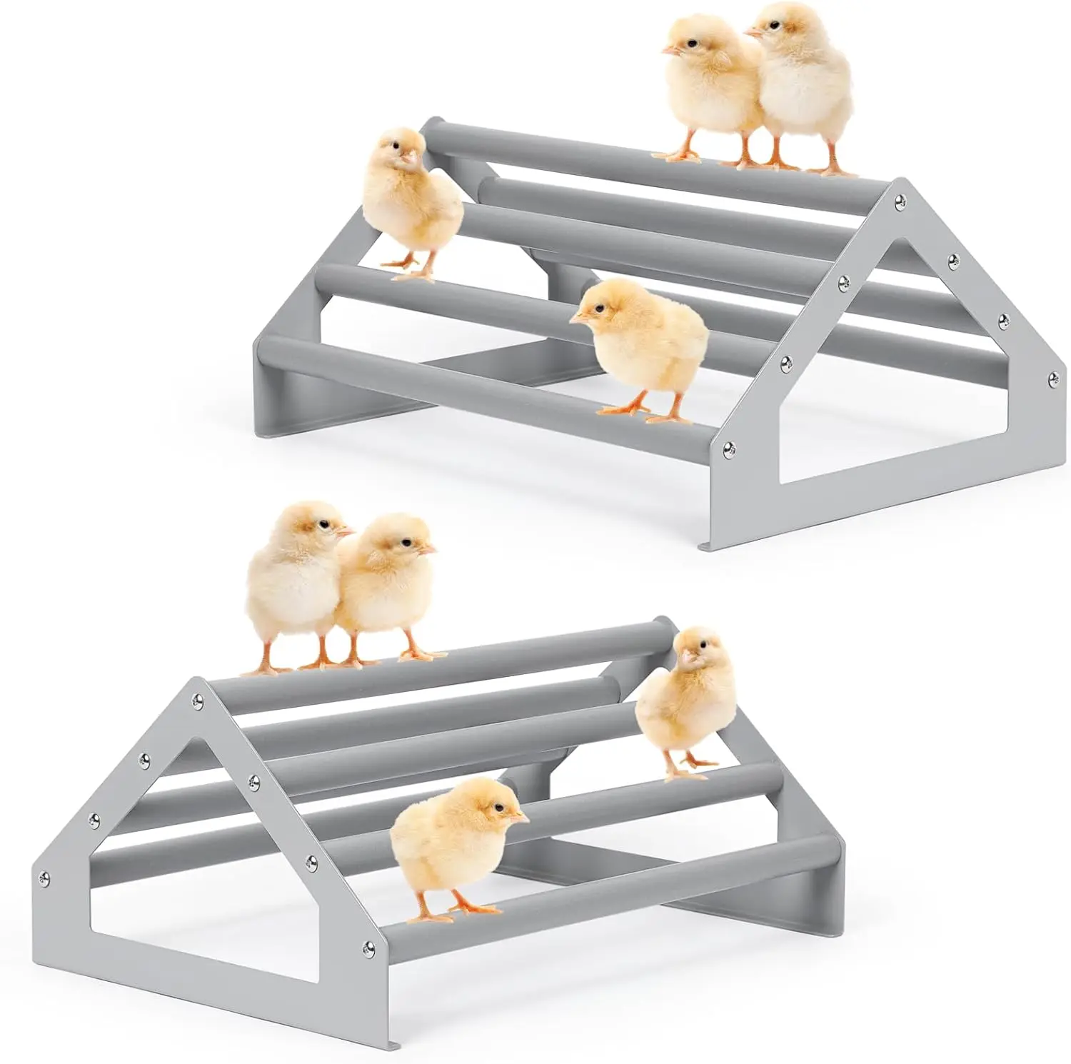 2-Pack Universal Chicken & Bird Strong Perch Toys, Long-Lasting Brooder Roosting Bar Stand, Easy to Assemble, Easy to Clean, Enhances Living Space, Versatile Indoor/Outdoor Use for Large & Small Specimens, Versatile Use, Wood Plastic Board With Powder-Coa