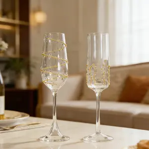 New Arrival INS Style Unique Wisteria Flower High Borosilicate Glass Goblet, Heat & Thermal Shock Resistant Shatter-Resistant Food Grade BPA Free Lead & Cadmium Free Water Cup, Creative Wedding Toasting Glass, Ideal Bridal Shower Bridesmaid Gift