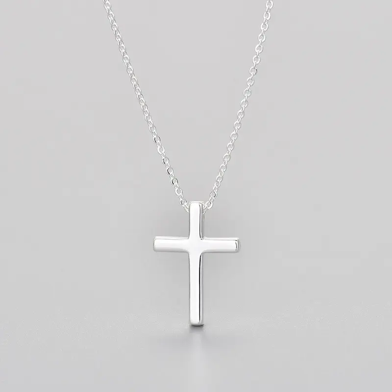 FashionUS - 925 Sterling Silver Necklace For Women Adjustable Simple Cross Shape Necklace O-Chain Choker Necklaces Birthday Gift Chocker