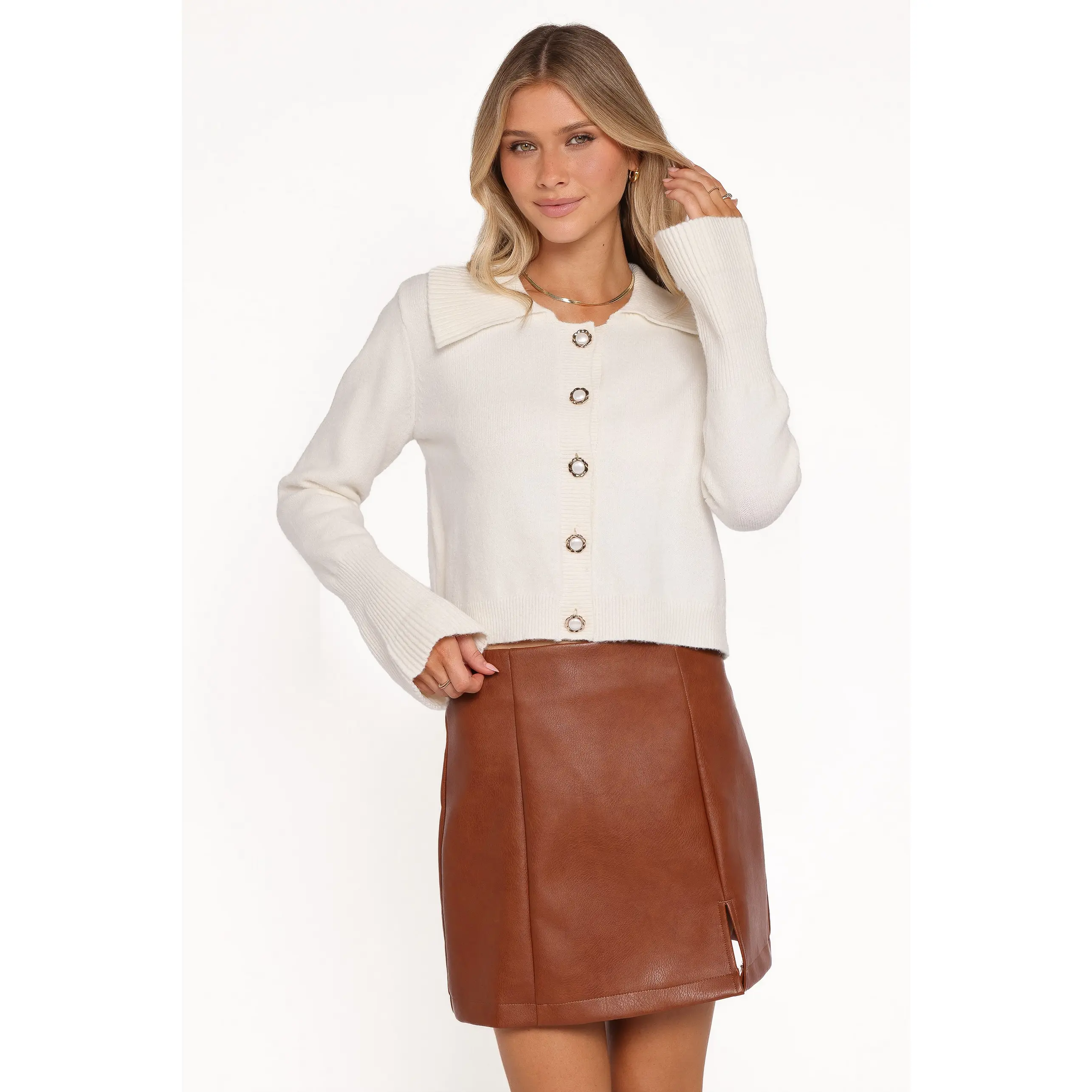 Thelma Trumpet Sleeve Cardigan - Cream