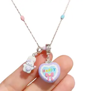 Trendy Rabbit Heart Clavicle Chain Openable Love Necklace for Fashion Lover
