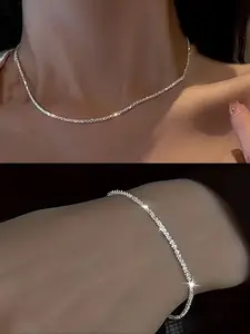 Elegant Starry Sky Necklace Bracelet Set, Fashion Jewelry Set, Matching Jewelry Set, Perfect Daily Wear Jewelry, Stylish Accessory for Women, Trendy Gift Idea
