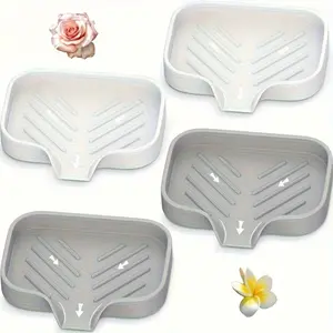 1PCSilicone Soap Drain Pad, Non-Slip Plastic Soap Dish, Multi-Functional Soap Holder, Bathroom Accessories, Heat Resistant Kitchen Mat