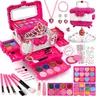 56 Piece Kids Makeup Set, Washable Real Makeup Kit, Girl Role Play Jewelry Necklace, Princess Costume Accessories, Pretend Play Set, Pretend Play Item, Birthday Gift for Ages 3+