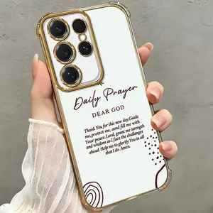 Dear God Daily Prayer Phone Case for iPhone 17 Pro Max 16 15 Plus 14 13 12 11 Air Christian Quote Electroplated Edge Shockproof Four-Corner Drop Protection Soft Silicone Cover Gift girls cute Protective Smartphone Casing-XS9527