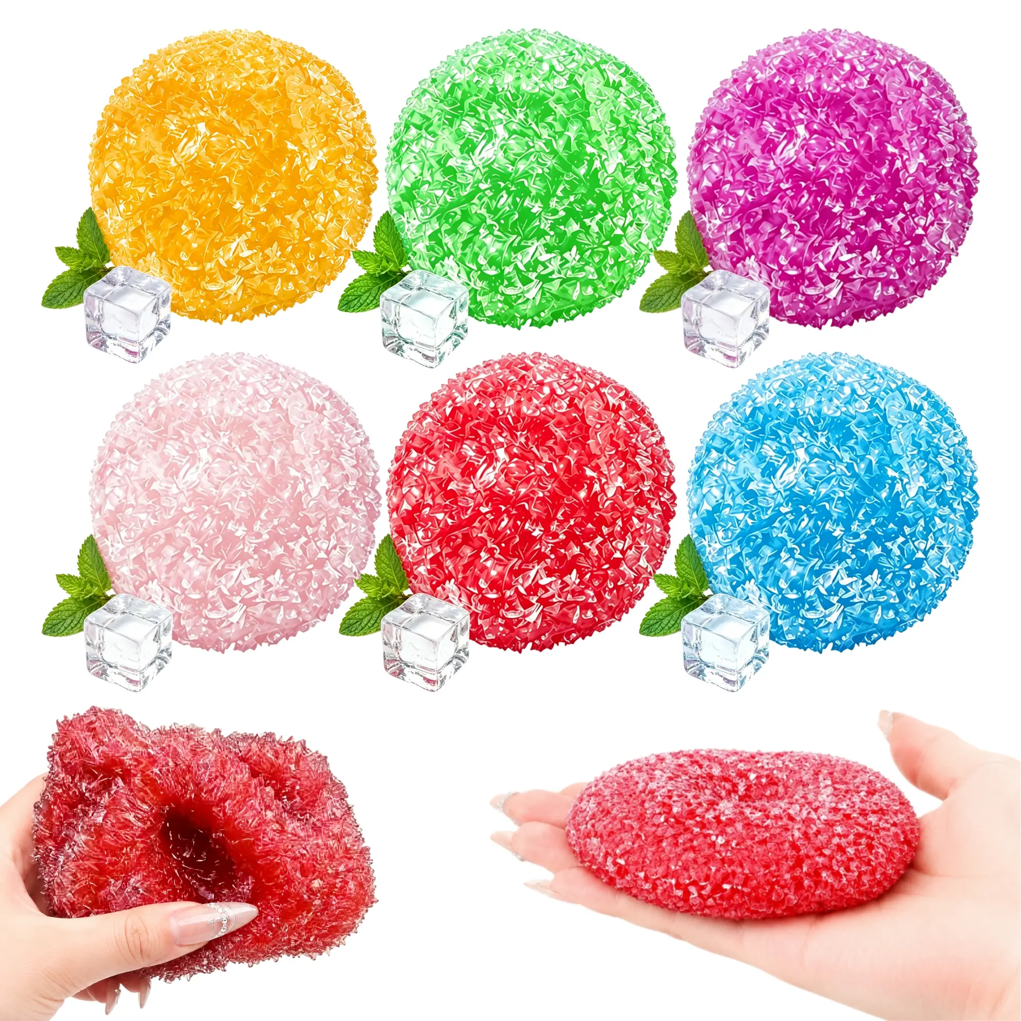 1Pcs/3Pcs Crunchy Squishy Sand-Filled Stress Relief Ball, 2.36in Ball Shape Unisex Sensory Toy for Calming, Squishies Toys with Satisfying Crunch Sound for All Ages