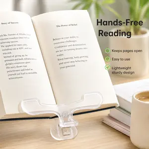 2 Counts Transparent Book Clip, Clear Frosted Arc Shaped Page Fastener for Holding Open Books Steadily During Reading Study