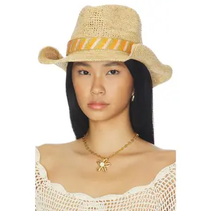 Nikki Beach Melanie Cowboy Hat in Natural & Gold