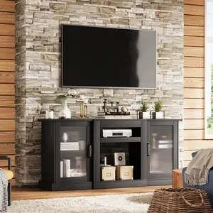 WLIVE TV Stand for 65 inch TV, 58" Entertainment Center with Storage Cabinets, Open Shelves TV Console for Living Room and Bedroom