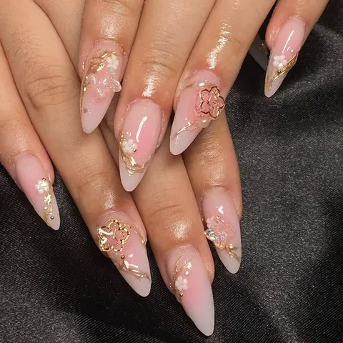3D Floral Press-on Nails, Fake Nails, Flower Design Nails, Decorative Nails, Unique Nail Art Design for Wild Elegance and Bold Style, Easy Application and Long-lasting for Trendy Women
