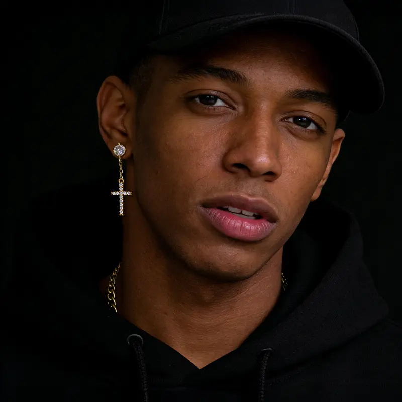 ICED CHICS Cross Zircon earrings, hip-hop Zircon earrings and accessories, Studded Cross Earrings, Trendy Jewelry, unisex, street casual style, birthday gifts, Valentine's Day gifts, New Year gifts
