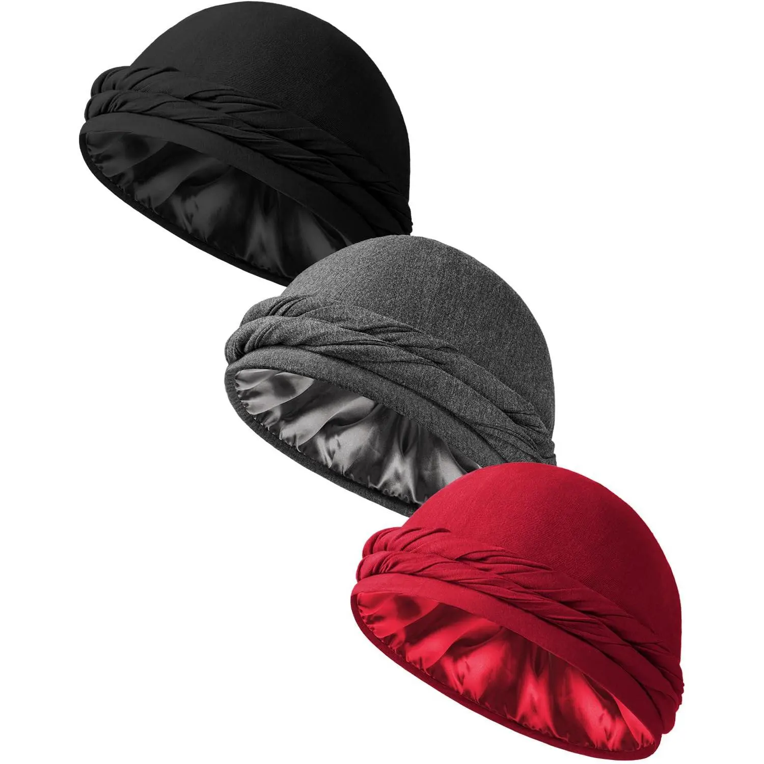 Silk Satin Lined Halo Turban Head Wrap Skull Cap - Elegant & Cozy Unisex Turban Hat for All Occasions, Perfect for Fashion and Comfort Lovers