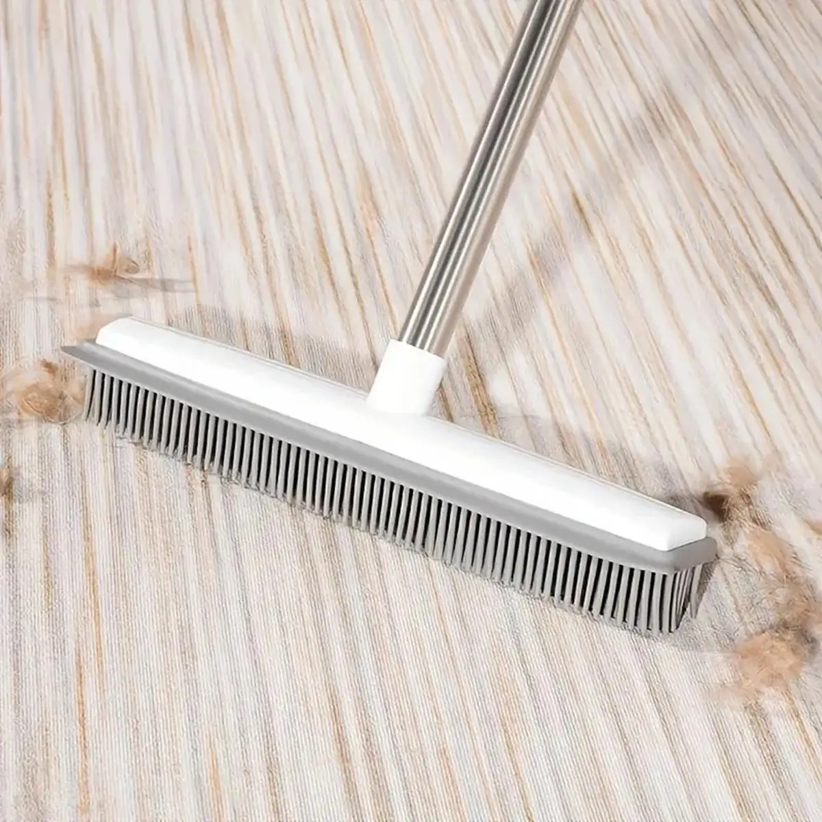 2 in 1 Pet Hair Removal Rubber Broom, Assembly Adjustable Handle Pet Hair Removal Brush, Cleaning Broom for Carpet, Hardwood, Tiles & More