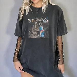 Vintage Raccoon Energy Drink Shirt, Retro Sugar Free Redbull Meme Tee, Cool Animal Lover Graphic Shirt