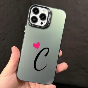 Letter C Love Heart Pattern Couples Case for iPhone 16 15 14 Pro Max 13 12 11 XR XS Plus Shockproof Drop Protection Durable PC Smartphone Cover
