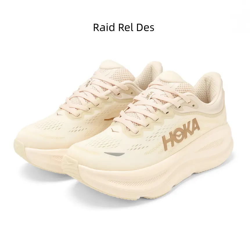 Breathable mesh pale neutral trainers with monochromatic warm tone detailing