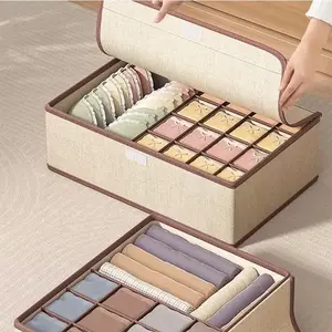 Foldable Fabric Drawer Clothes Storage Box, 1+16 Compartment Organizer for Socks Underwear Belts, Bedroom Closet Space Saving Solution, Home Organizer