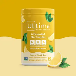 Ultima Replenisher Lemon Black Tea Daily Electrolyte Drink Mix – Sugar-Free Hydration Powder with 6 Key Electrolytes, Vitamin C & Zinc – Vegan, Keto & Non-GMO
