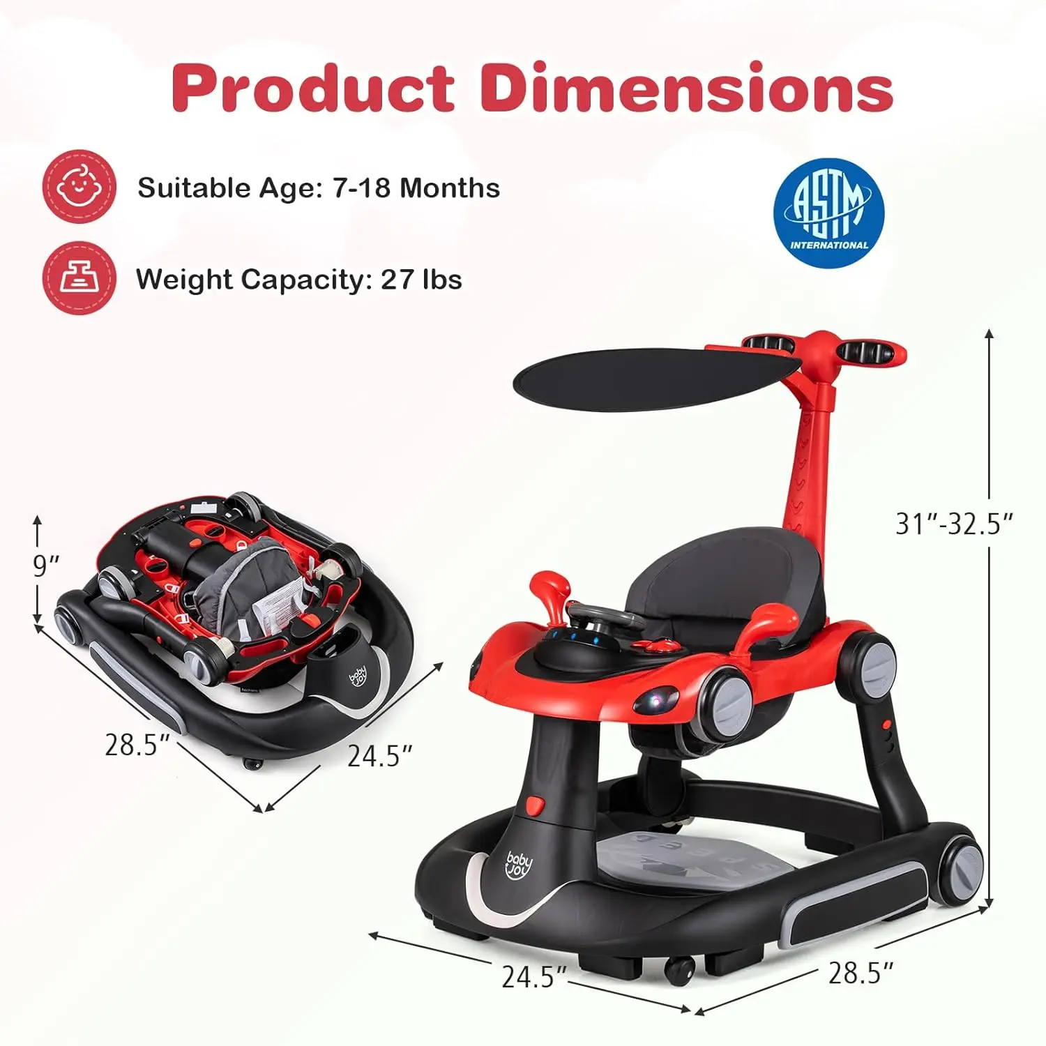 Red + Black, 7-in-1 with Handle, Rocker Combo