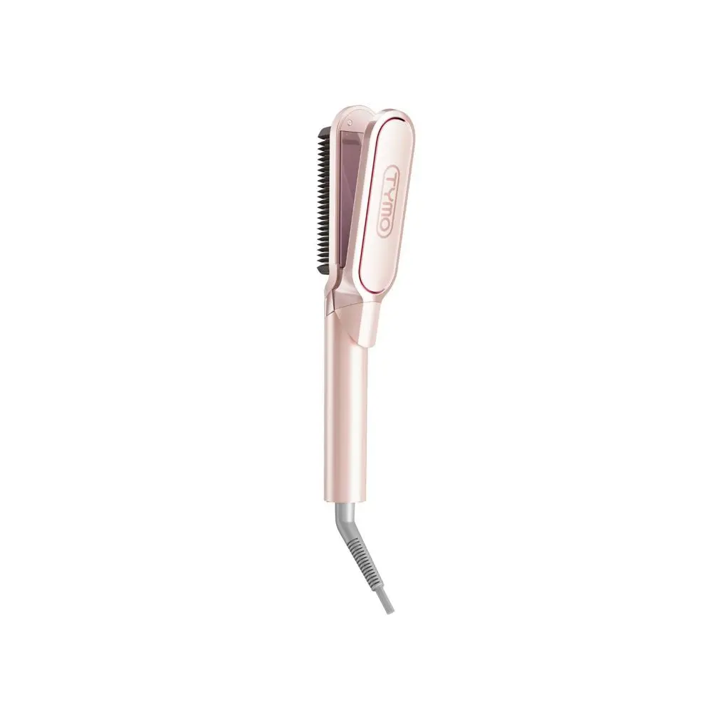 TYMO Flipro 2-in-1 Straightening Comb and Iron - Champagne Pink, Beauty Products for Bouncy Curls, Hair Straightener, Curler, Brush, Silky Straight Hair