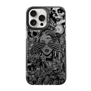 Halloween skull Phone case forPhone Case for iPhone 17 promax/17Air/16Pro Max/15pro/14Plus/13/12/11/XR/XS, Girly Horror Aesthetic Phone Case Shockproof Drop Protection Durable Protective Silicone Cover Tuff phone cases.