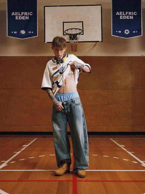 Aelfric Eden Double Waist Loose Sagging Jeans Baggy Denim Pants High Waist Stretchy Straight Wide Leg Jeans