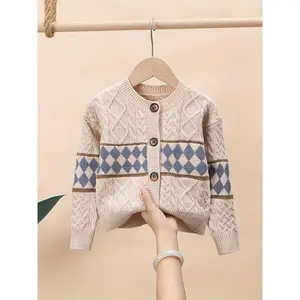 Boys' And Girls' Unisex College-Style-Pattern Knitted Cardigan
