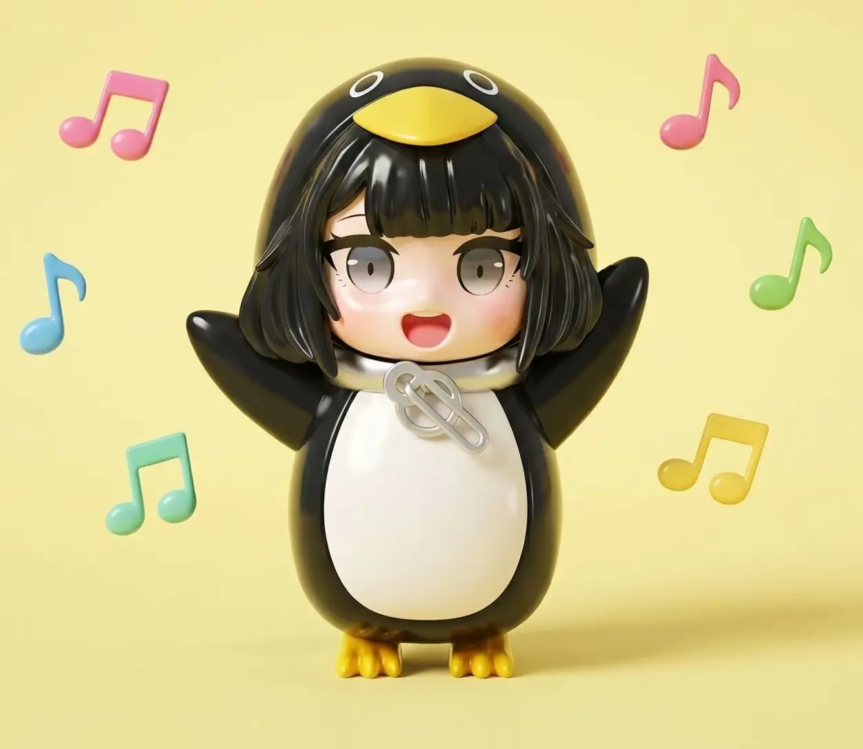 The plush version can talk. The little penguin figurine makes a "gurgling" sound when touched. It is a smart voice-enabled children's intelligent desktop companion.