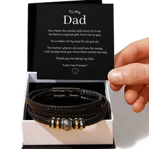 To My Dad Bracelet with Message Card and Black Box Gift Fathers Day Dad Gift For Dad Birthday Personalised Gift for Him