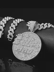 Rhinestone Letter Pendant Necklace, Initial Letter Necklace, Punk Style Cuban Chain Necklacefor Party, Daily Decor, Trendy All-match & Exquisite Rhinestone Cuban Link for Birthday Gift, Cute Gifts for Girlfriend