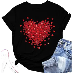 Valentine Shirts for Women Love Heart Graphic Tees Tops Cute Valentines Shirt Short Sleeve Tshirts