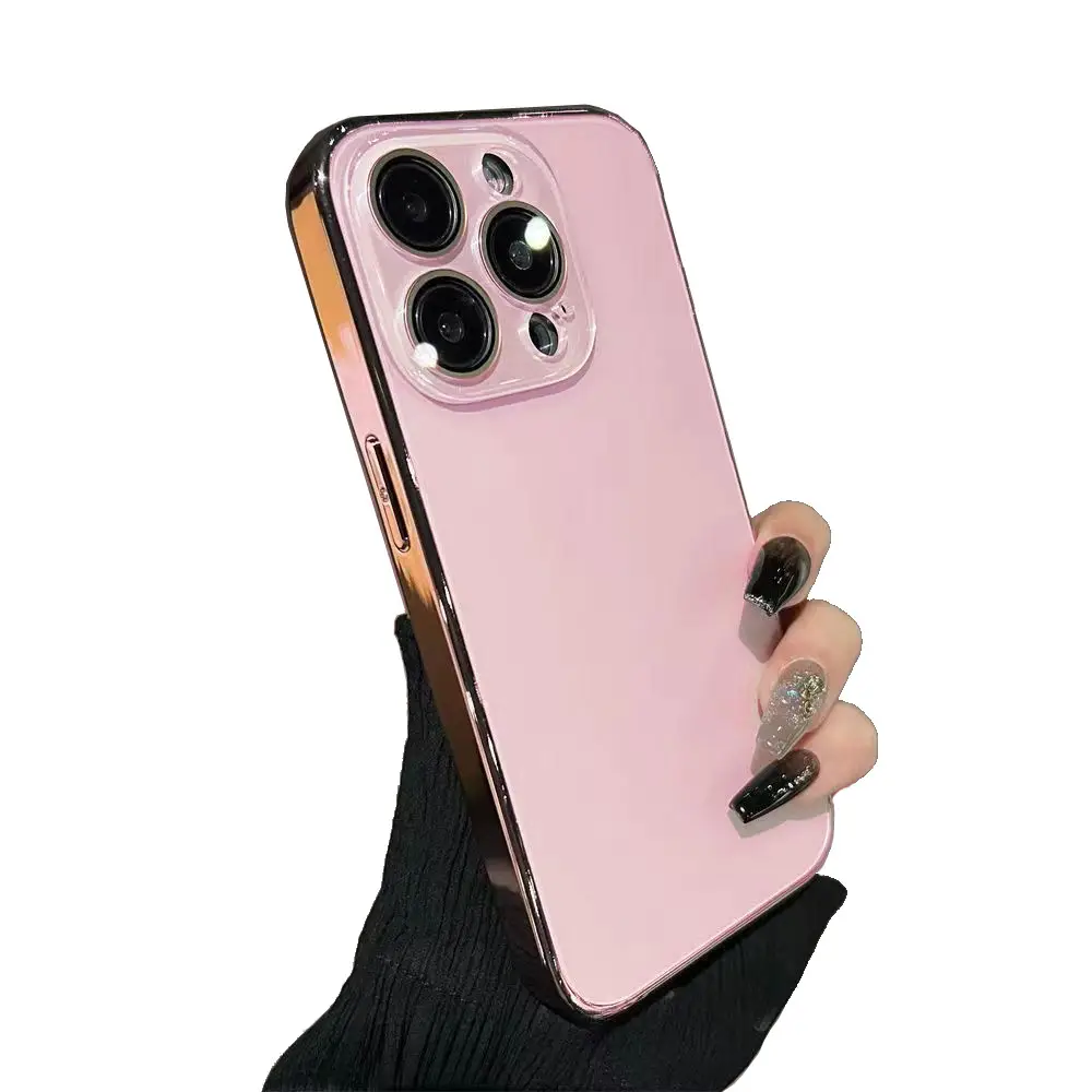 Crystal Camera Lens Film Advanced iPhone Case Protection Electroplate Edge Shockproof Phone Cover For iPhone 13 14 15 16 pro max Smartphone Cellphone