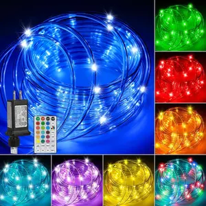 RGB Color Changing Rope Lights 33FT 100LED Outdoor String Lights with Remote 18 Colors Plug in Waterproof Tube Lights for Indoor Outdoor Wedding Christmas Patio Party Decor