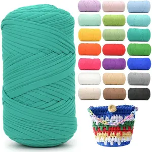 400g Tshirt Yarn for Crochet,Peacock Green T Shirt Soft Elastic Fabric Chunky Thick T-Shirt Crochet Yarn for Crocheting Knitting Beginner Hand Knitting for Bag/DIY Craft/Home Decor-Peacock Green