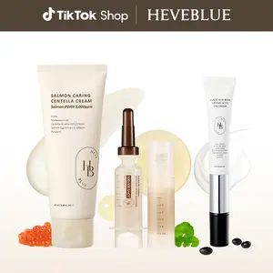 HEVEBLUE 3-Step Skin Repair Bundle | Salmon Cream + PDRN Booster + Black Yuja Bean Eye Cream | Hydration, Firming & Glow Care Set