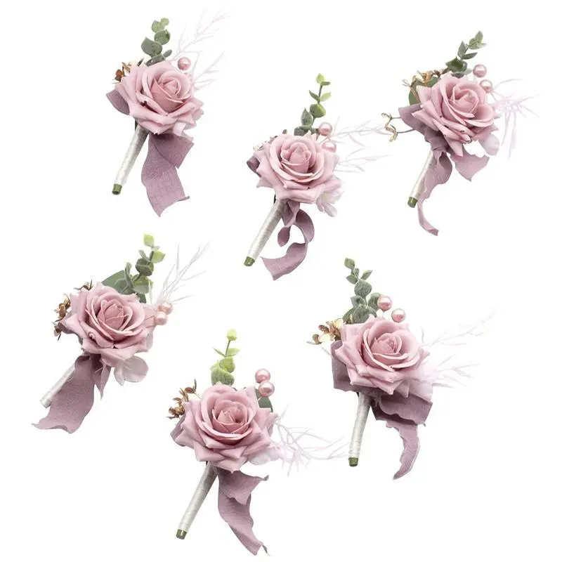 6pcs Dusty Pink Boutonniere