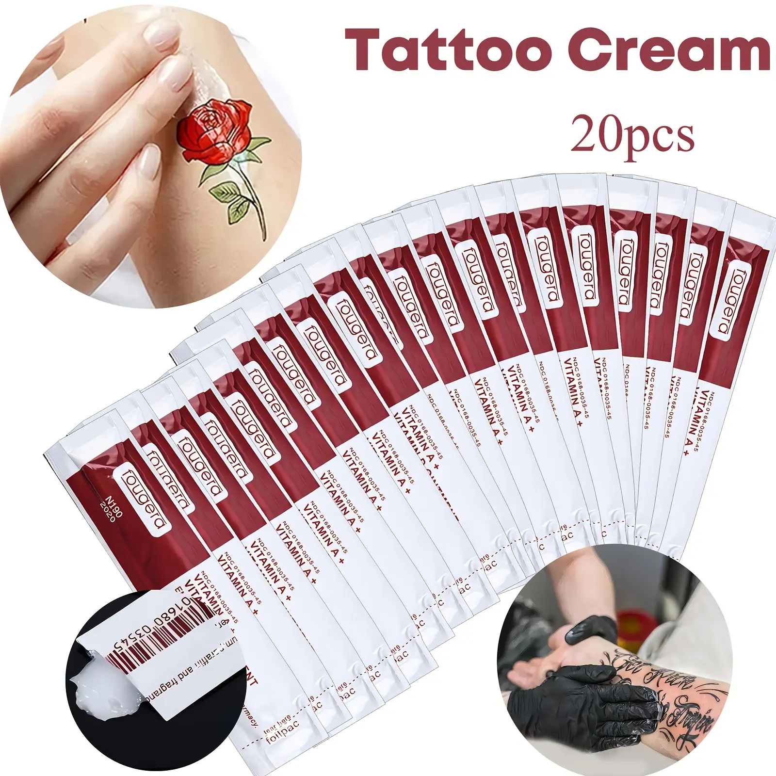 Tattoo Healing Cream - Mild, Moisturizing Aftercare Formula to Nourish Ink & Prevent Fading - 20 Single-Use Packets, All Skin Types, Single Item, Tattoo Aftercare, Prevents Fade, After Tattoos