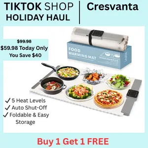 Buy 1 Get 1 FREE Foldable Food Warmer Mat | Electric Portable Silicone Warming Plate, Roll Up Heating Tray for Food | 5 Heat Settings | Limited Clearance Deal | Add 1 To Cart & We Ship 2 Dinnerware Tableware
