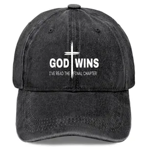 Retro Baseball Hat |   God Has Triumphed, I Completed The Final Chapter Cross Pattern |   Adjustable Father Hat |   Worn Black |   Motivational Bible Verses |   Unisex Casual Headgear, Baseball Cap