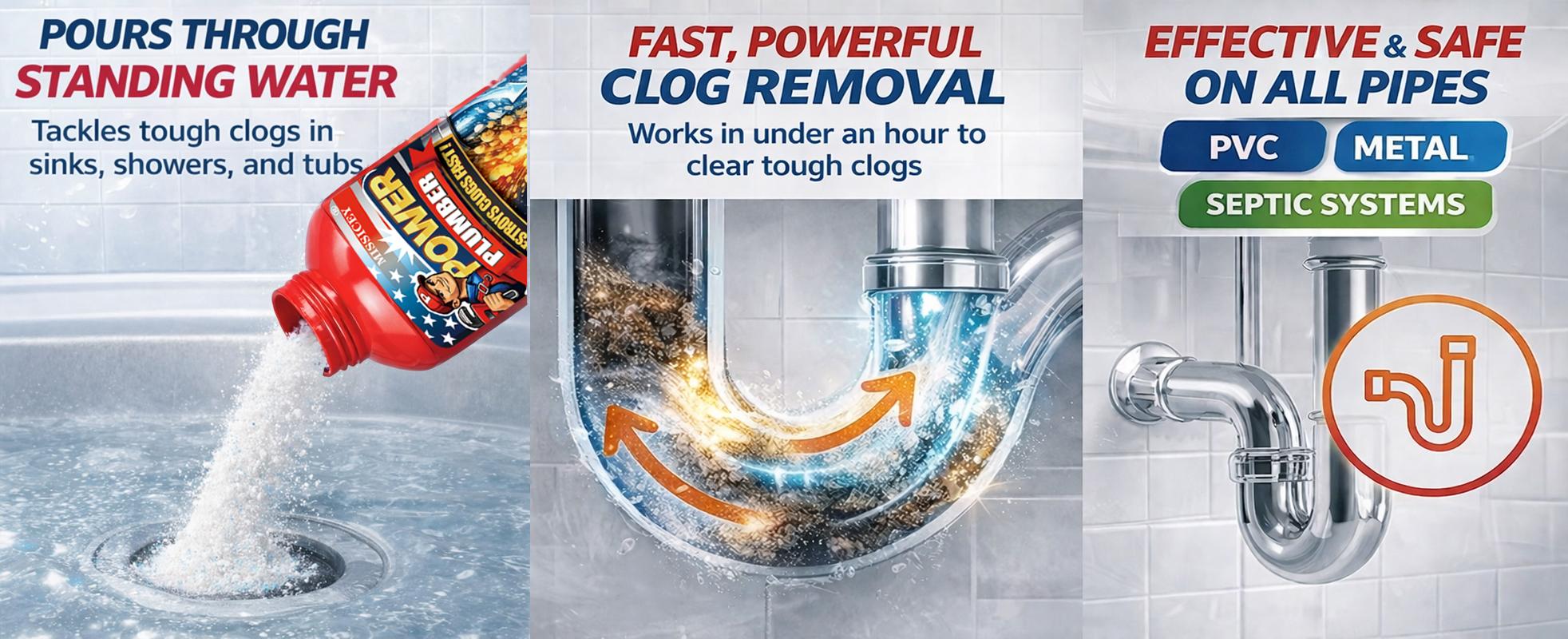 Missicey Drain Cleaner Powder for Smelly Drains, Hair Clogs & Kitchen Sink Buildup