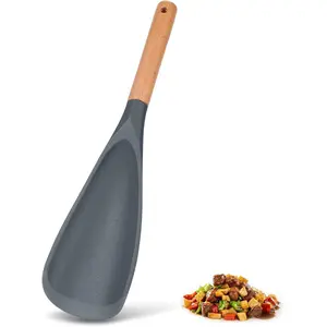 Cooking Spoon Set for Non-Stick Cookware - Wooden Handle & Multifunction Cooking Spoon, Heat-Resistant Kitchen Utensils for Stirring, Mixing, Serving (1 PACK, GRAY, 11.4)