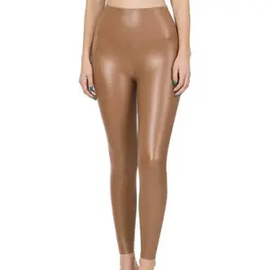 Camel Faux Leather Leggings