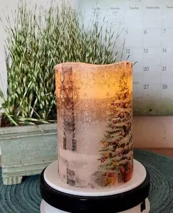 CHRISTMAS/WINTER Flameless Candle w/Timer, Christmas Tree Candle, Christmas Candle, Christmas Gift, Housewarming Gift, Thank You Gift,Candle