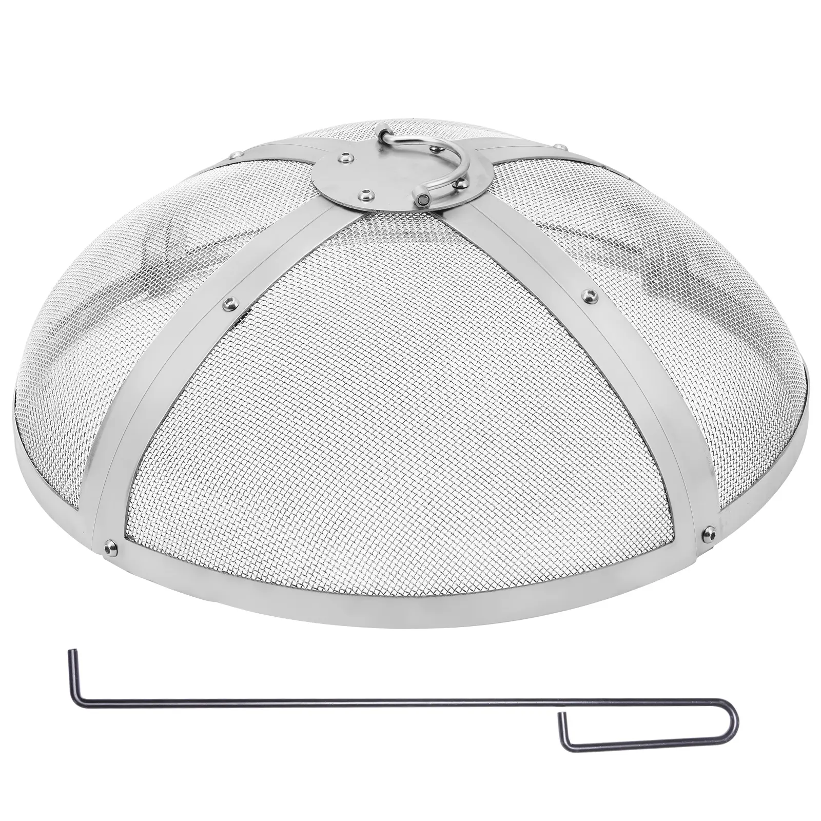 【Summerfinds】VEVOR 20-in Circular Stainless Steel Fire Pit Spark Screen, Reinforced Heavy-Duty Durable Steel Cover, Dual Handle Design, Electrostatic Protection, Easy Lifting-Carrying & Opening-Closing, Assembly Required for Outdoor Patio Backyard Use