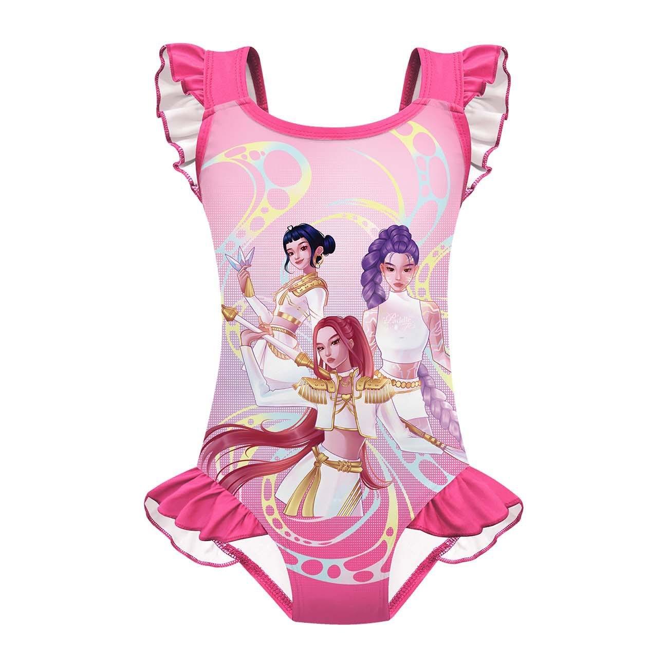 2026 New Arrival: K-Pop-Style "Demon Huntress" Girl Group Outfit — High-Stretch, Lace-Trimmed One-Piece Swimsuit & Cosplay Set