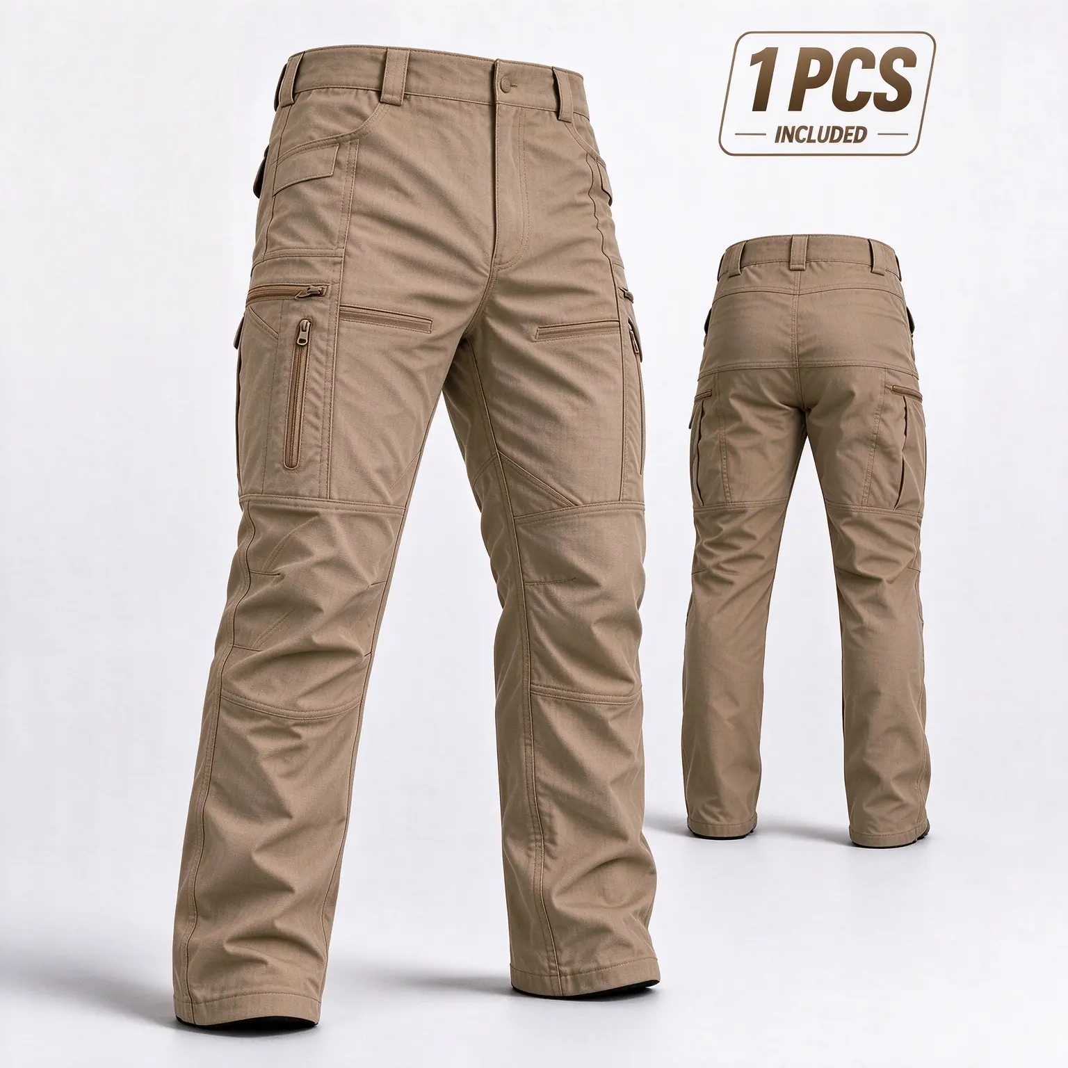 Men’s scratch-resistant plaid tactical cargo pants with multiple zippered pockets, water-repellent work pants suitable for outdoor hiking, jobsite tasks, and everyday wear.,sohochic