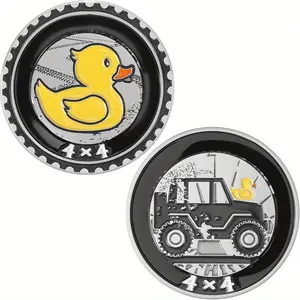 2 Pcs Car Emblem 4 x 4 3D Automotive Badges Round Metal Duck Car Badge Decal Sticker Car Decals Compatible with Vehicles Trucks Motorcycle Bumper Car Decorative Sticker (Duck Rated)