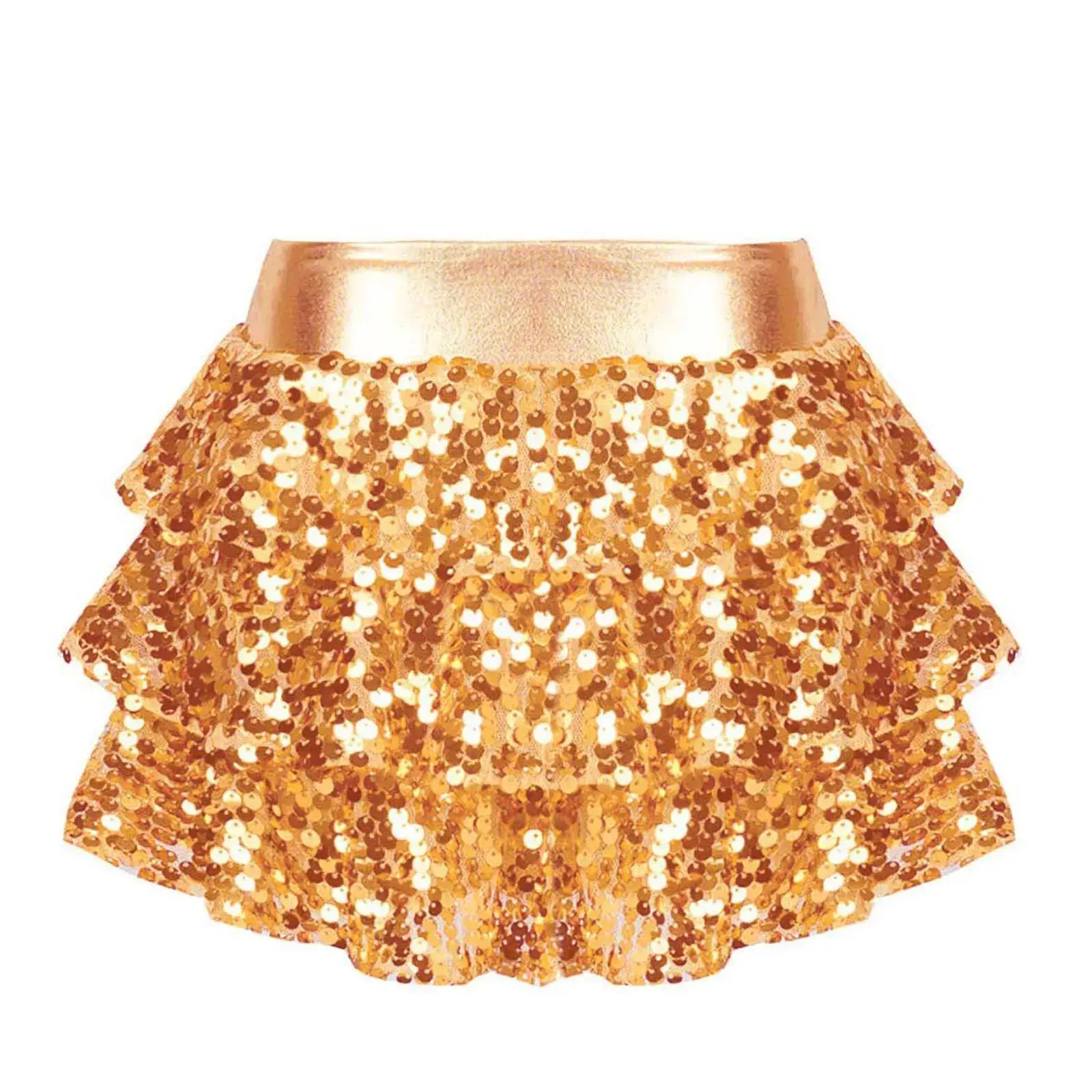 Women's Skirt Competition Miniskirt Dance Skirts Sparkly Skirted Glitter Flowy
