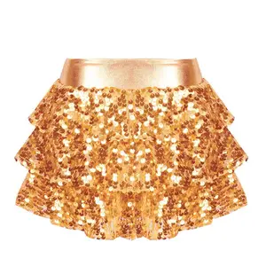 Women's Skirt Competition Miniskirt Dance Skirts Sparkly Skirted Glitter Flowy