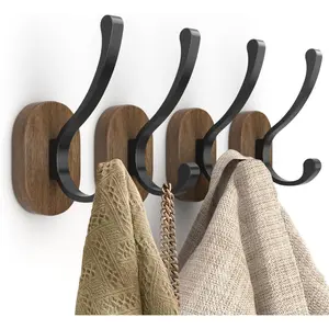 Wall Hooks for  Coats - 4 Pack Coat Hooks Wall Mounted,  Coat Hooks for Wall,  Single Metal Hooks for  Hats, , Towel, Robe, Purse, Jackets, Decorative Livingroom, Bathroom